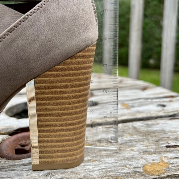 Call It Spring Taupe Cutout Heels - Picture 4 of 7